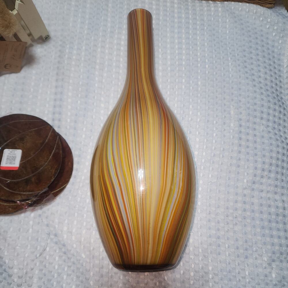 HANDBLOWN 16" ART GLASS SWIRL VASE